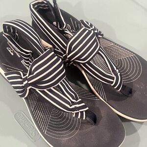 Casual Navy and White Striped Sandals